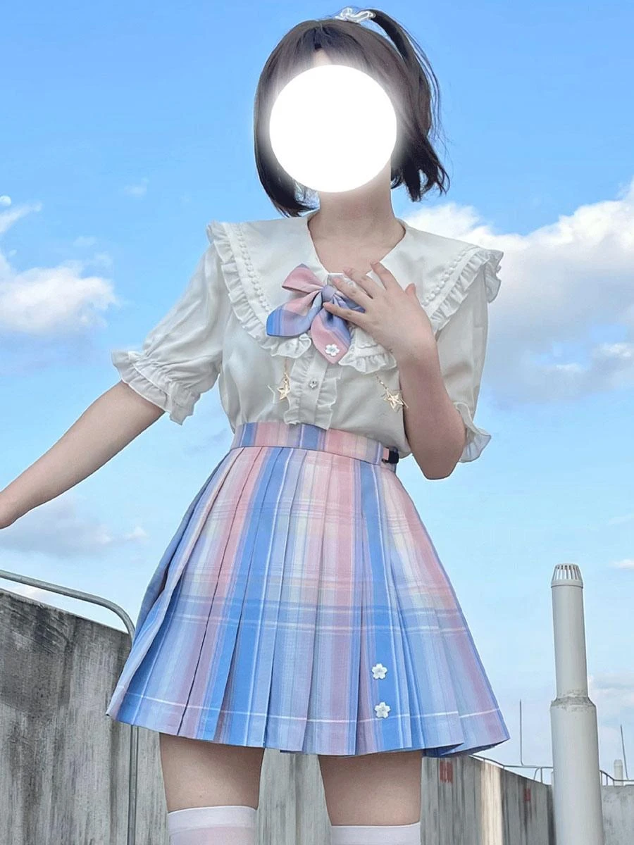 Academic Lolita SK Light Sky Blue Ombre Lolita Skirts - Image 3