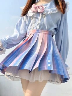 Academic Lolita SK Light Sky Blue Ombre Lolita Skirts