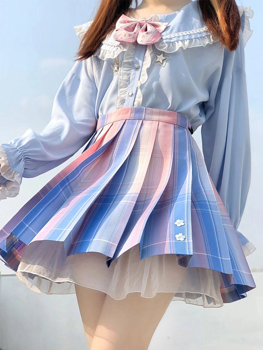 Academic Lolita SK Light Sky Blue Ombre Lolita Skirts
