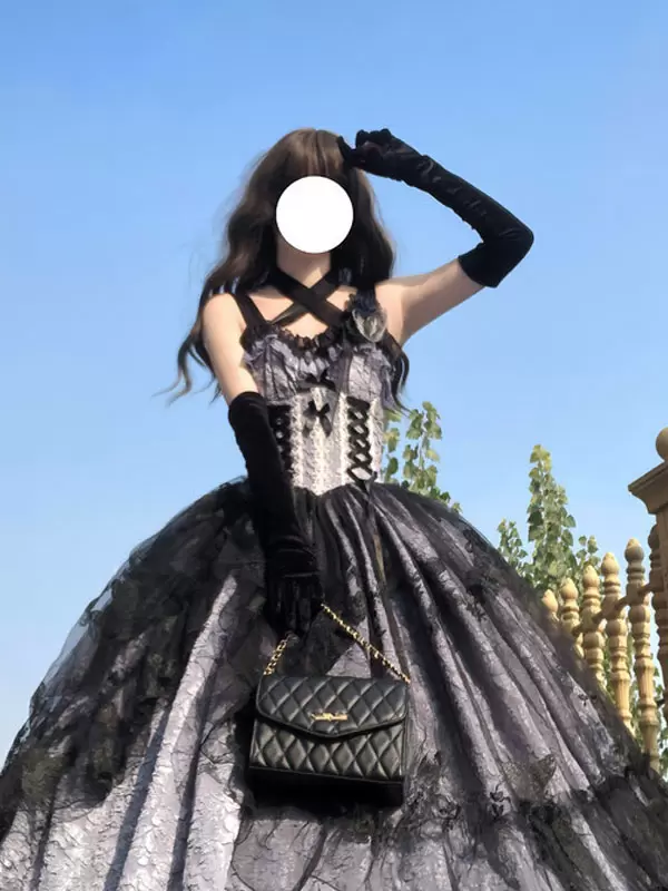 Gothic Lolita Wedding Dresses Ruffles Flowers Floral Print Pink Pink - Image 7