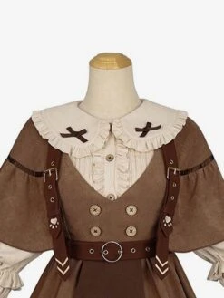 Academic Lolita Poncho Coffee Brown Polyester Summer Lolita Outwears