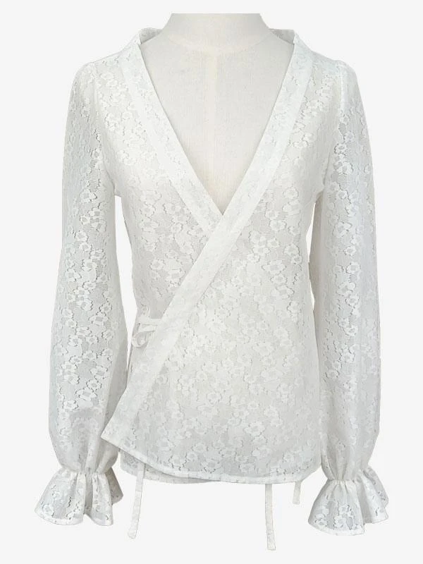 White Lolita Blouses Lolita Top Long Sleeves Lolita Shirt