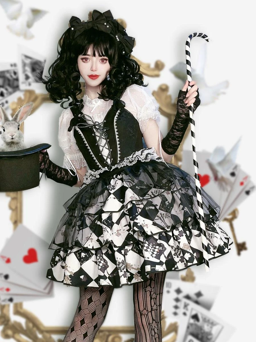 Sweet Lolita Swimsuits Black Sleeveless Top Overskirt - Image 2