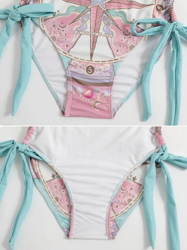 Sweet Lolita Swimsuit Fuchsia Pink Ruffles Floral Print Sleeveless Jumpsuit - Image 10