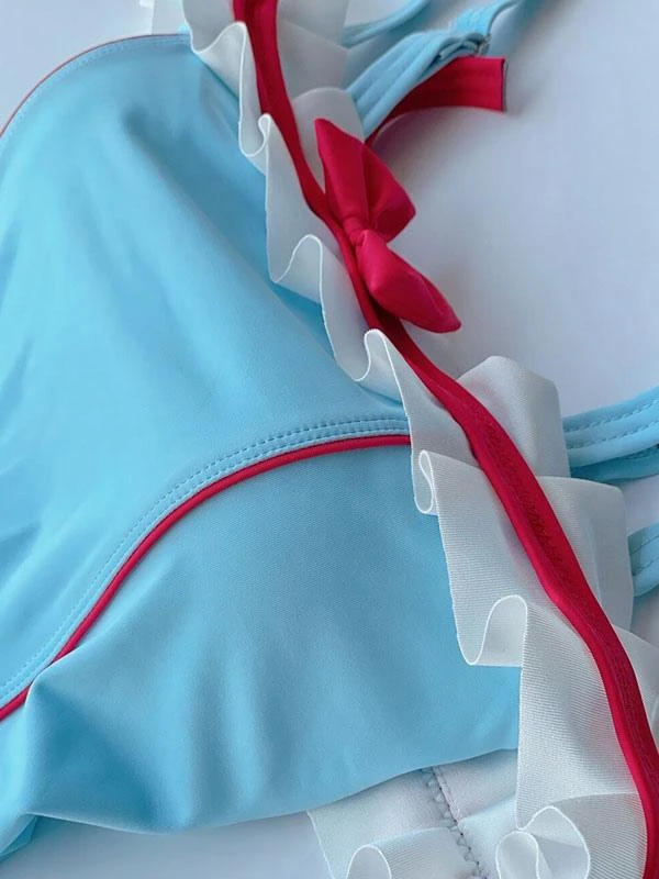 Sweet Lolita Swimsuit Light Sky Blue Lace Ruffles Sleeveless Jumpsuit - Image 7