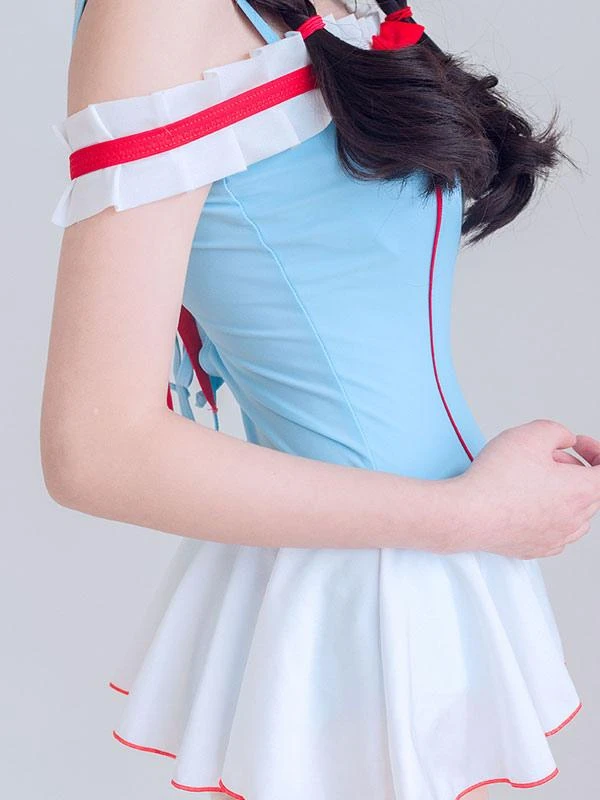 Sweet Lolita Swimsuit Light Sky Blue Lace Ruffles Sleeveless Jumpsuit - Image 2