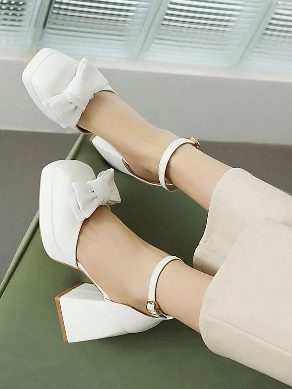 Sweet Lolita Sandals Bows Round Toe PU Leather Black Lolita Summer Shoes - Image 9