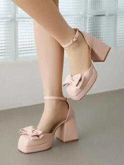 Sweet Lolita Sandals Bows Round Toe PU Leather Black Lolita Summer Shoes