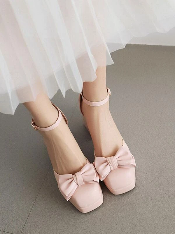 Sweet Lolita Sandals Bows Round Toe PU Leather Black Lolita Summer Shoes - Image 2