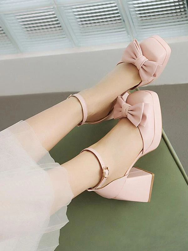 Sweet Lolita Sandals Bows Round Toe PU Leather Black Lolita Summer Shoes - Image 3