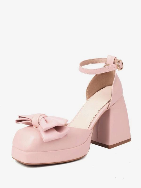 Sweet Lolita Sandals Bows Round Toe PU Leather Black Lolita Summer Shoes - Image 4