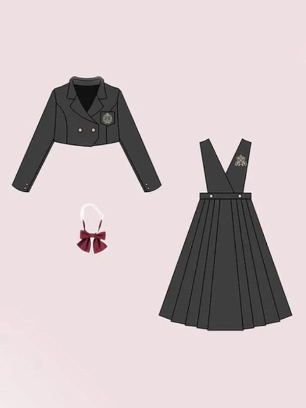 Academic Lolita Outfits Black Long Sleeves Cravat Overcoat - Image 6