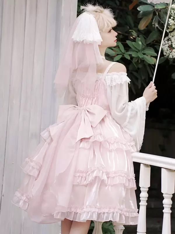 Pink Sweet Lolita Dress Polyester Sleeveless Jumper Hime Lolita Dress - Image 6