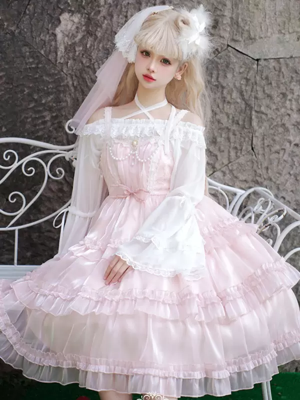 Pink Sweet Lolita Dress Polyester Sleeveless Jumper Hime Lolita Dress - Image 4
