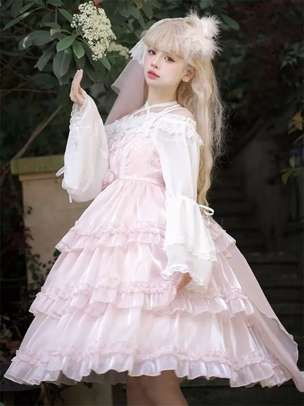 Pink Sweet Lolita Dress Polyester Sleeveless Jumper Hime Lolita Dress - Image 3