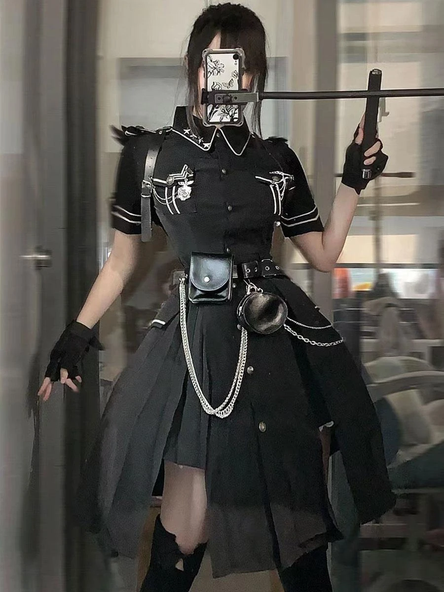 Steampunk Lolita Accessories Black Grommets Chains Sash PU Leather Miscellaneous - Image 4