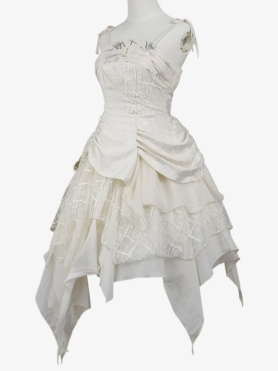 Sweet Lolita JSK Dress Ecru White Lolita Jumper Skirts - Image 9