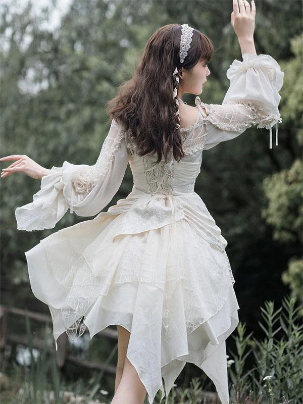 Sweet Lolita JSK Dress Ecru White Lolita Jumper Skirts - Image 6