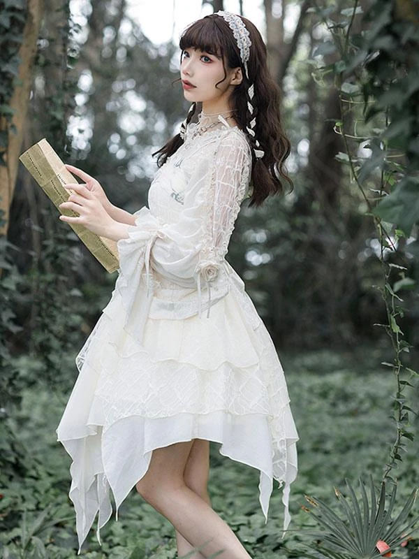 Sweet Lolita JSK Dress Ecru White Lolita Jumper Skirts - Image 2
