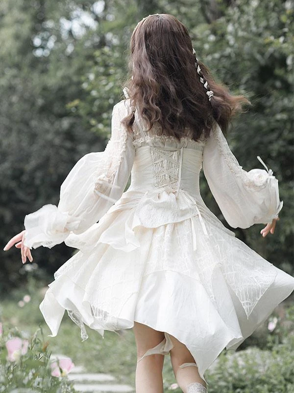 Sweet Lolita JSK Dress Ecru White Lolita Jumper Skirts - Image 3