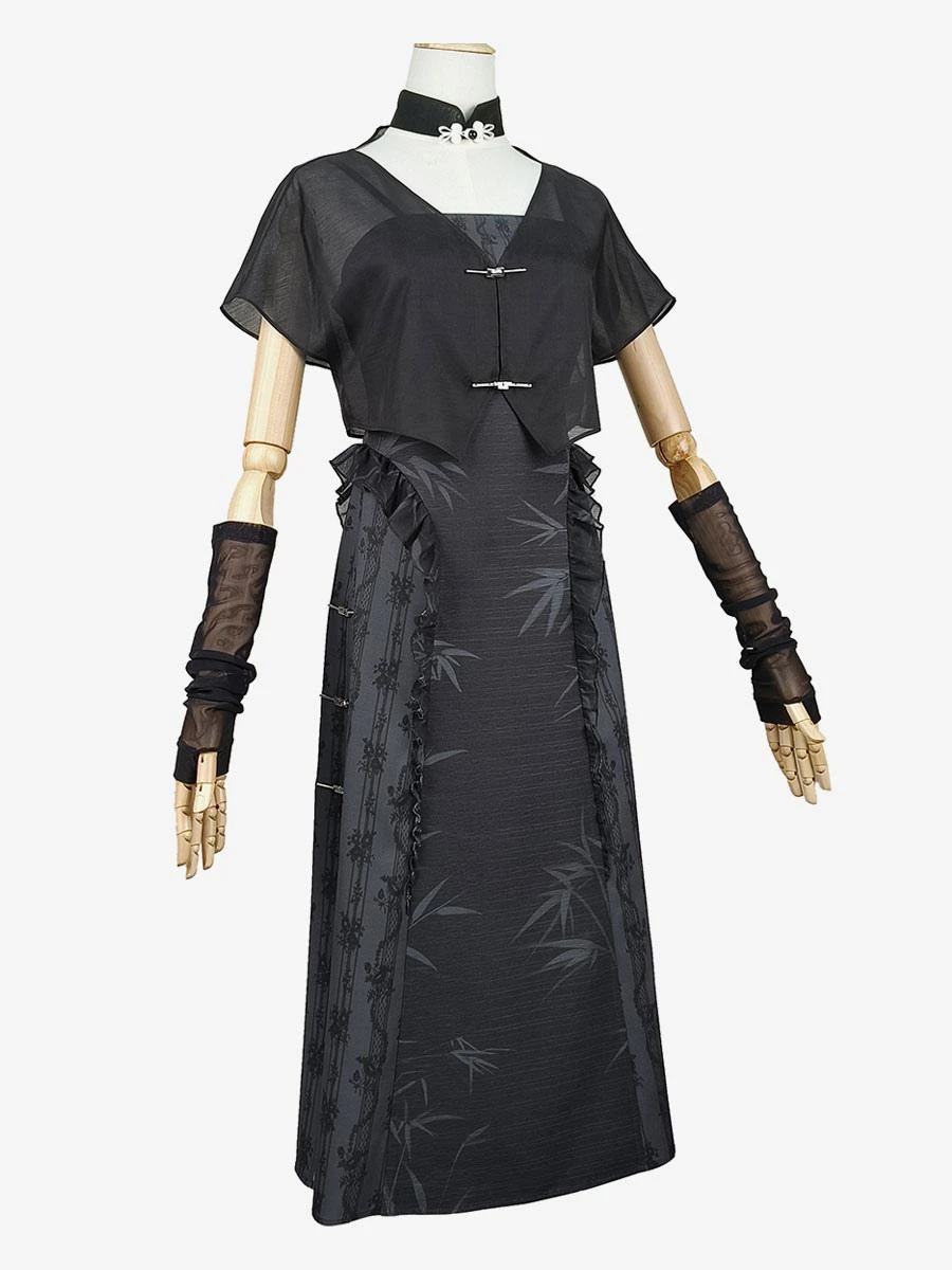 Chinese Style Lolita Outfits Black Sleeveless Overcoat Oversleeves Accessory - Image 7