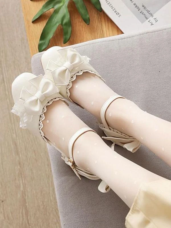 Sweet Lolita Sandals Bows Ruffles Round Toe PU Leather Pink Lolita Summer Shoes - Image 4