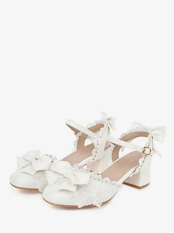 Sweet Lolita Sandals Bows Ruffles Round Toe PU Leather Pink Lolita Summer Shoes - Image 5