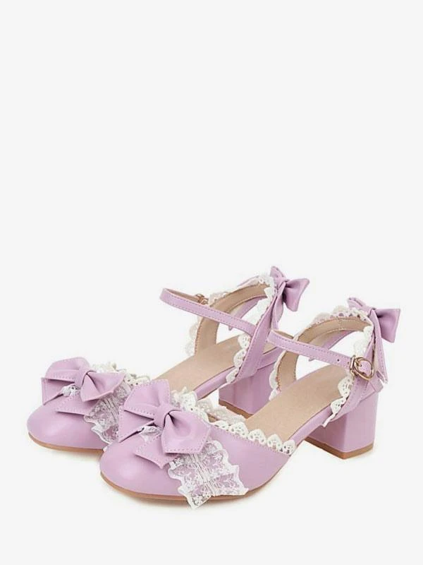 Sweet Lolita Sandals Bows Ruffles Round Toe PU Leather Pink Lolita Summer Shoes - Image 8