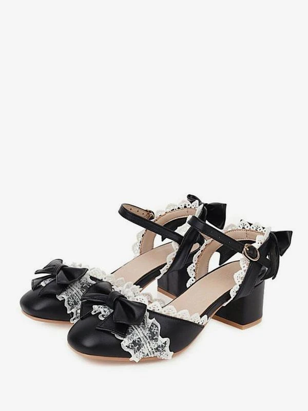 Sweet Lolita Sandals Bows Ruffles Round Toe PU Leather Pink Lolita Summer Shoes - Image 2