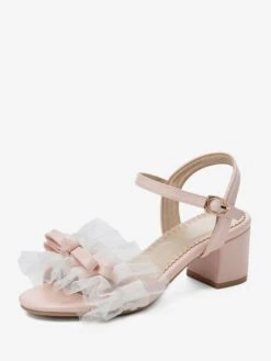 Sweet Lolita Sandals Ruffles Bows Round Toe PU Leather Purple Lolita Summer Shoes