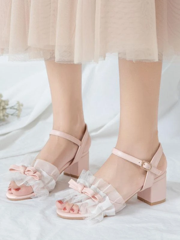 Sweet Lolita Sandals Ruffles Bows Round Toe PU Leather Purple Lolita Summer Shoes - Image 8