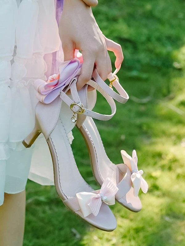 ROCOCO Style Lolita Sandals Green Bows PU Leather Pointed Toe Lolita Summer Shoes - Image 9