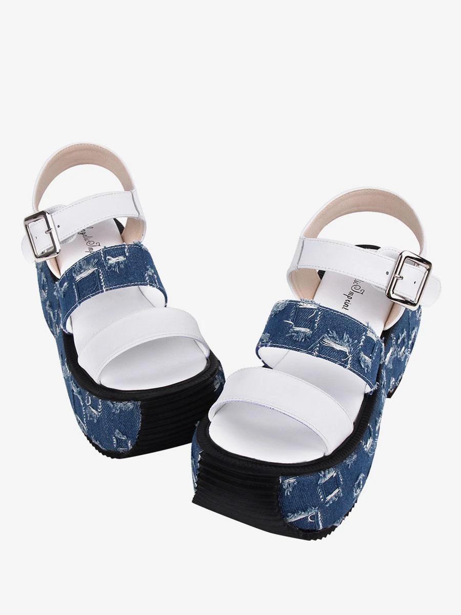 Gothic Lolita Sandals Round Toe Textile White Lolita Summer Shoes - Image 5
