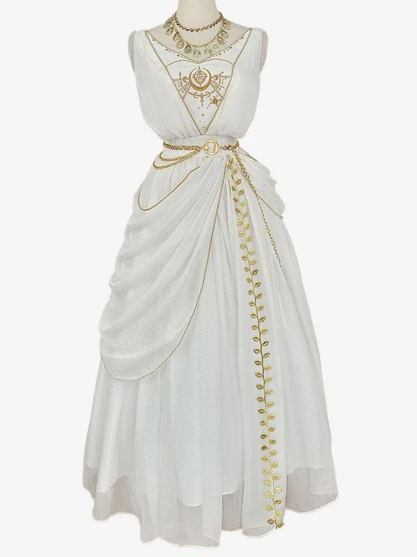 Academic Lolita Outfits White Embroidered Sleeveless Accessory Dress Cloak - Image 9