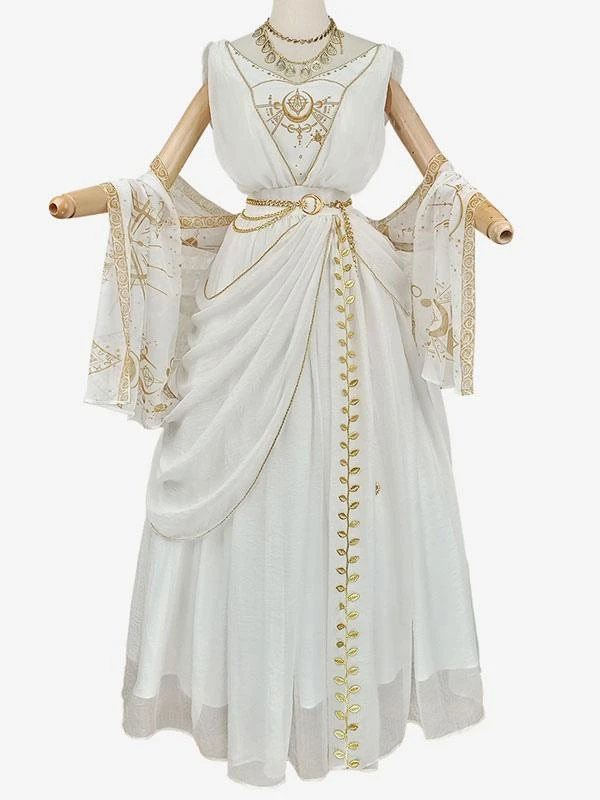 Academic Lolita Outfits White Embroidered Sleeveless Accessory Dress Cloak - Image 8