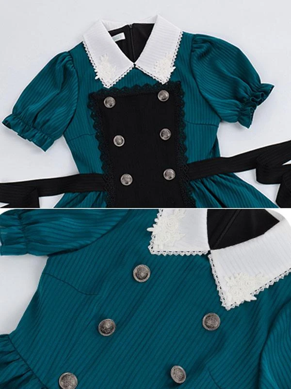 Gothic Lolita Dresses Lace Ruffles Dark Green - Image 9