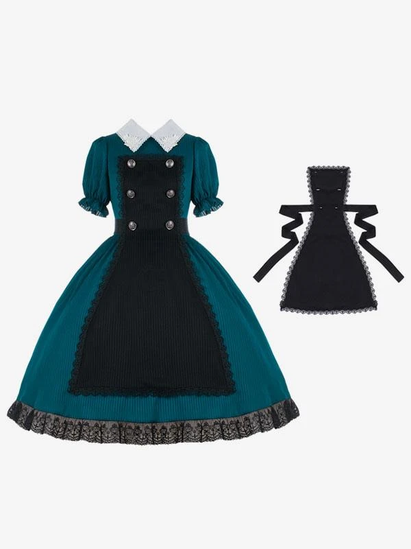 Gothic Lolita Dresses Lace Ruffles Dark Green - Image 8
