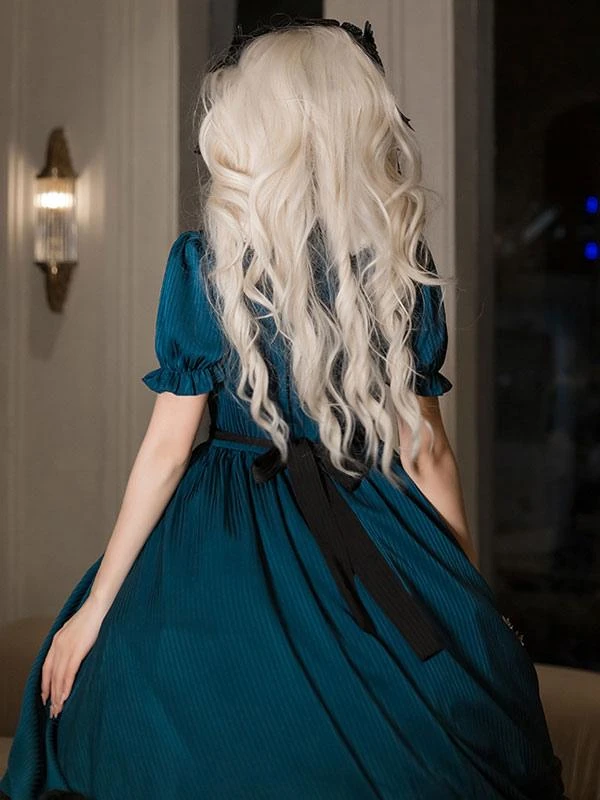 Gothic Lolita Dresses Lace Ruffles Dark Green - Image 7