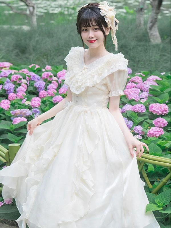 Sweet Lolita Dress Polyester Short Sleeves Ruffles Dress Sweet Lolita Dress - Image 6
