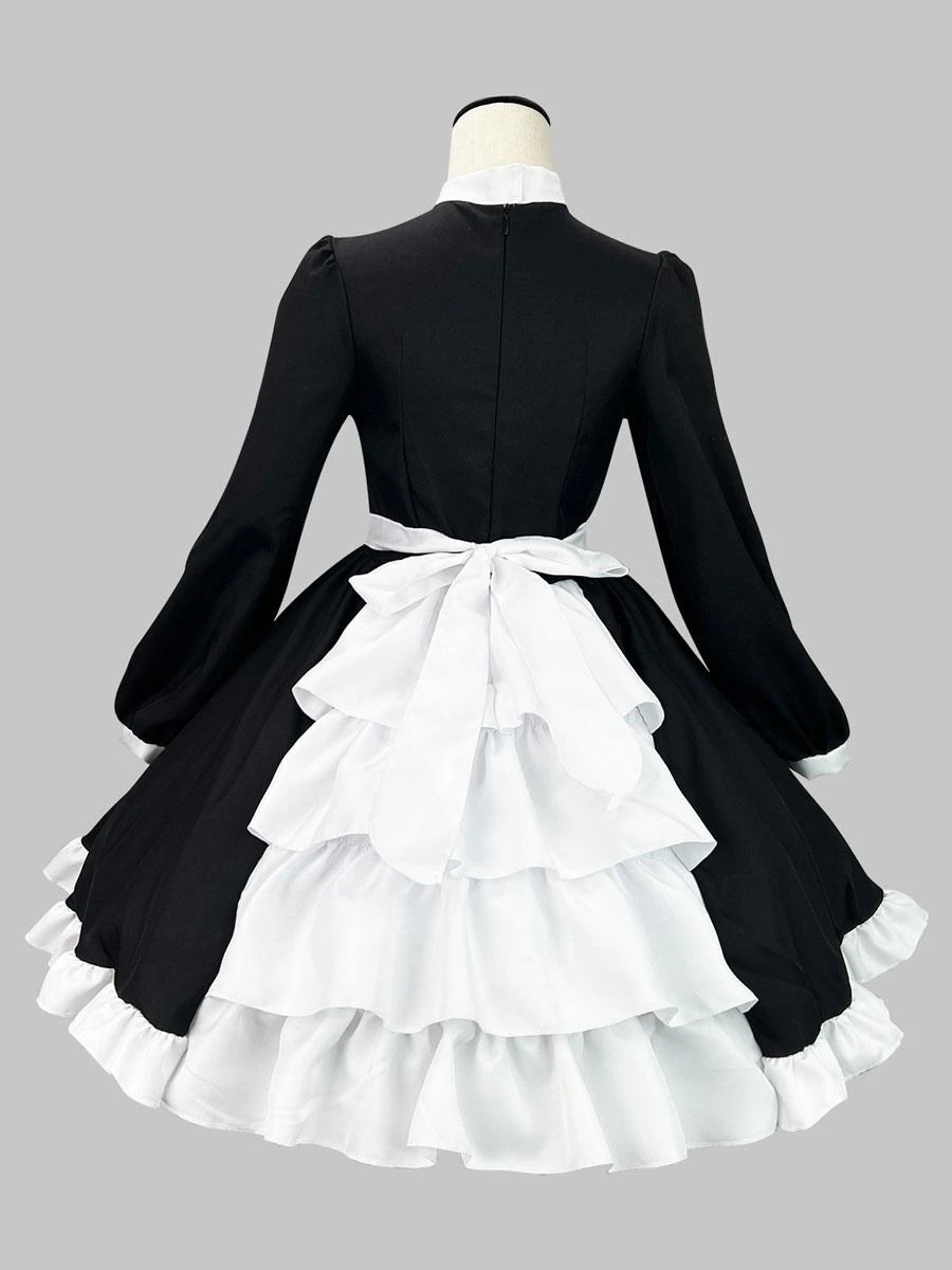 Black Maid Lolita Dresses Ruffles Long Sleeves Double Buckles Lolita Dress - Image 3