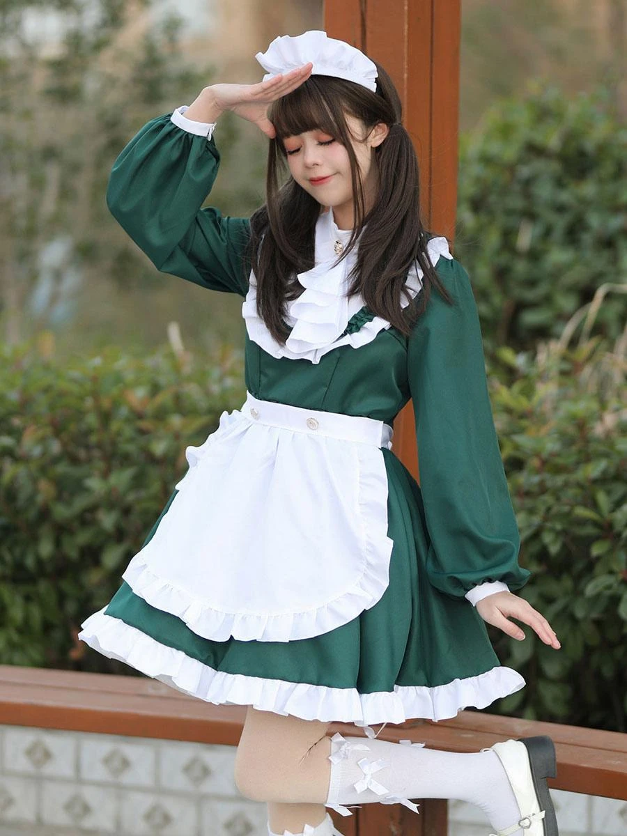 Black Maid Lolita Dresses Ruffles Long Sleeves Double Buckles Lolita Dress - Image 10