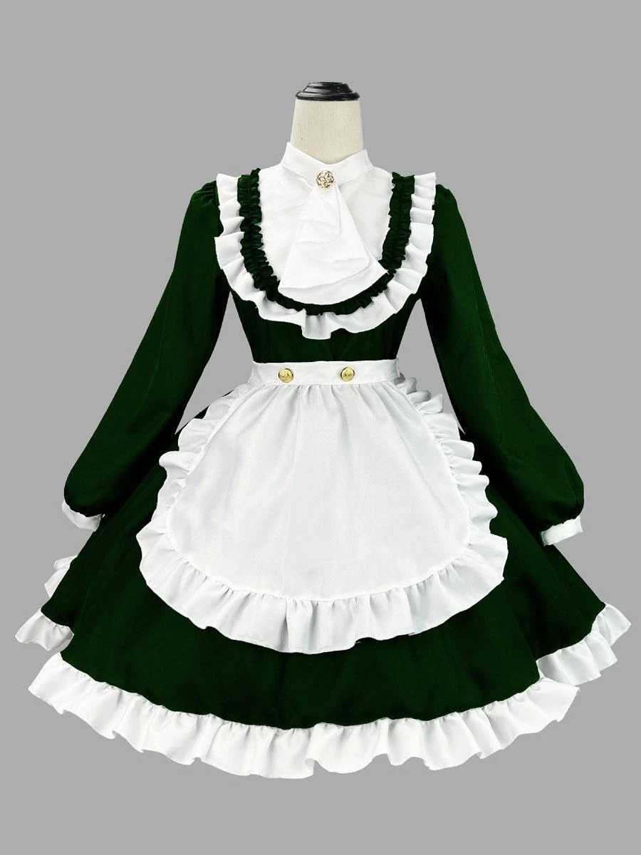 Black Maid Lolita Dresses Ruffles Long Sleeves Double Buckles Lolita Dress - Image 5