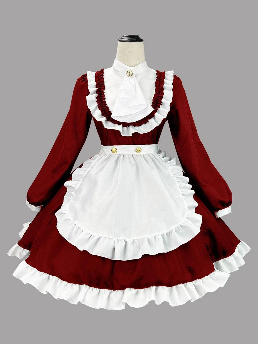 Black Maid Lolita Dresses Ruffles Long Sleeves Double Buckles Lolita Dress - Image 4