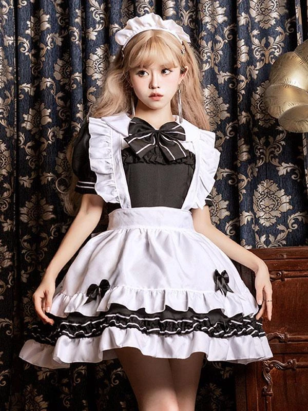 Miad Lolita Dresses Ruffles Bows Short Sleeves Lolita Dress