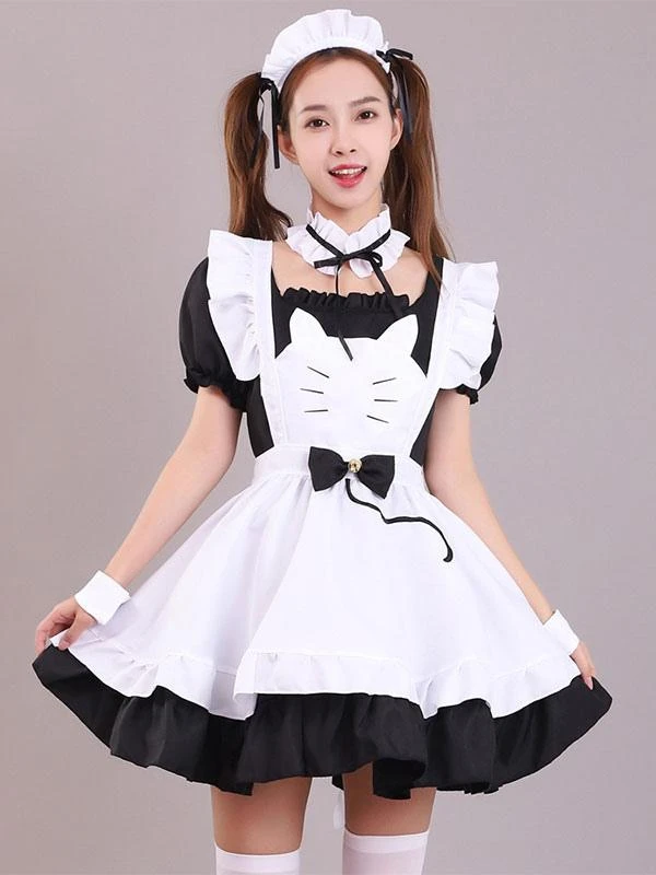 Maid Lolita Dresses Ruffles Lace Bow Short Sleeves Lolita Dress - Image 2