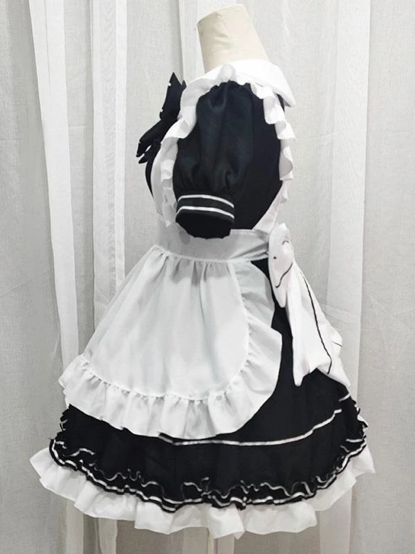Black Maid Lolita Dresses Ruffles Bows Short Sleeves Lolita Dress - Image 2