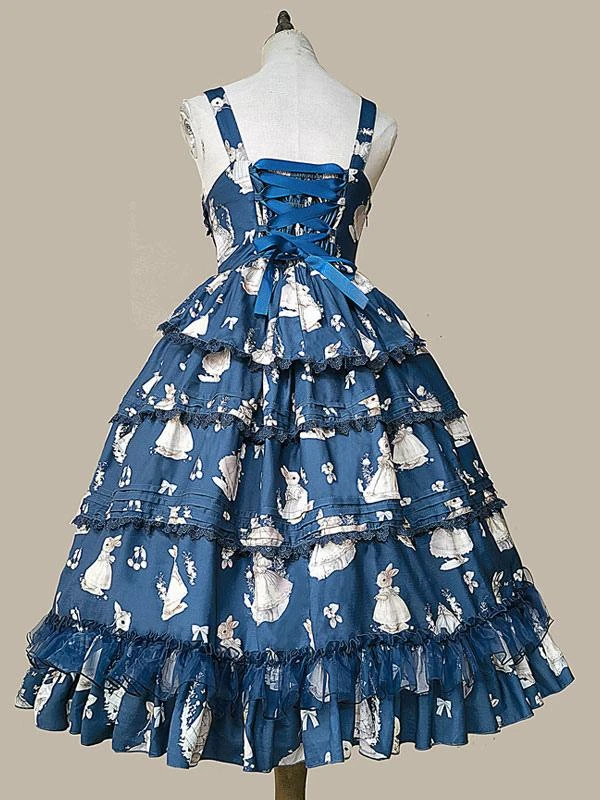Classical Lolita Dress Polyester Sleeveless Classic Lolita Dresses Deep Blue - Image 10