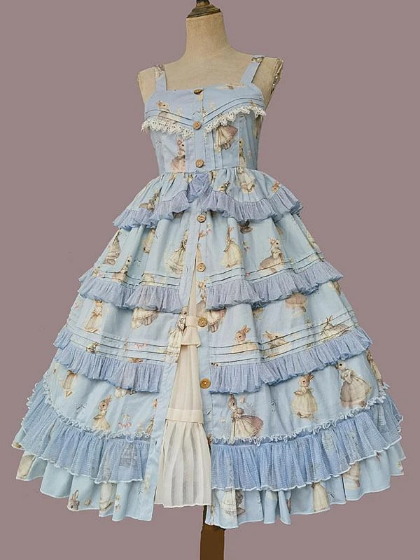 Classical Lolita Dress Polyester Sleeveless Classic Lolita Dresses Deep Blue - Image 7