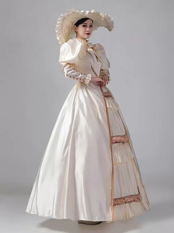 Dark Navy Retro Costumes Ruffles Polyester Dress Marie Antoinette Costume Women's Royal Tunic Vintage Clothing - Image 6