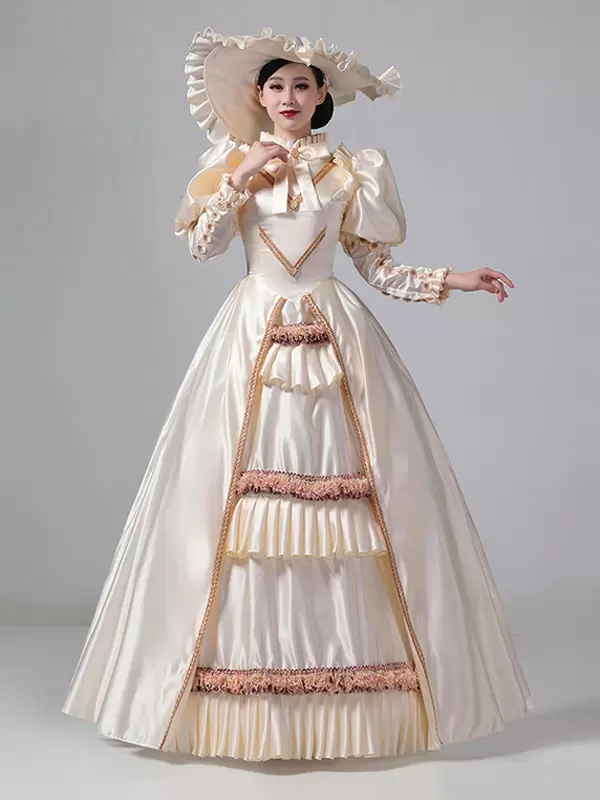 Dark Navy Retro Costumes Ruffles Polyester Dress Marie Antoinette Costume Women's Royal Tunic Vintage Clothing - Image 5